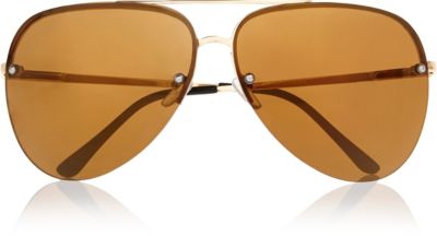 Gold tone aviator-style sunglasses